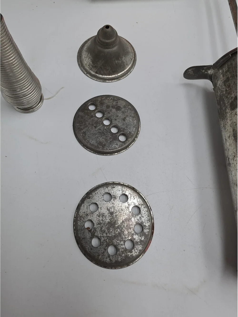 Vintage Metal Spritz Cookie Press Pastry Maker w/ 2 Discs Baking Tool USA